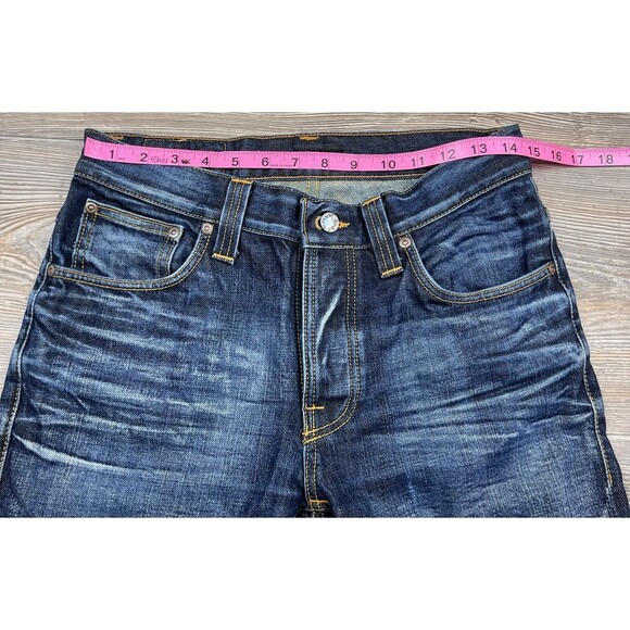 Nudie Jeans Grim Tim Jeans Mens 31x32 Fits 29/30 Selvage Button Fly Organic - Picture 11 of 16